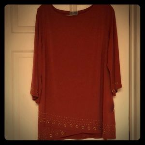 JM Collection Embellished Boat-Neck Top